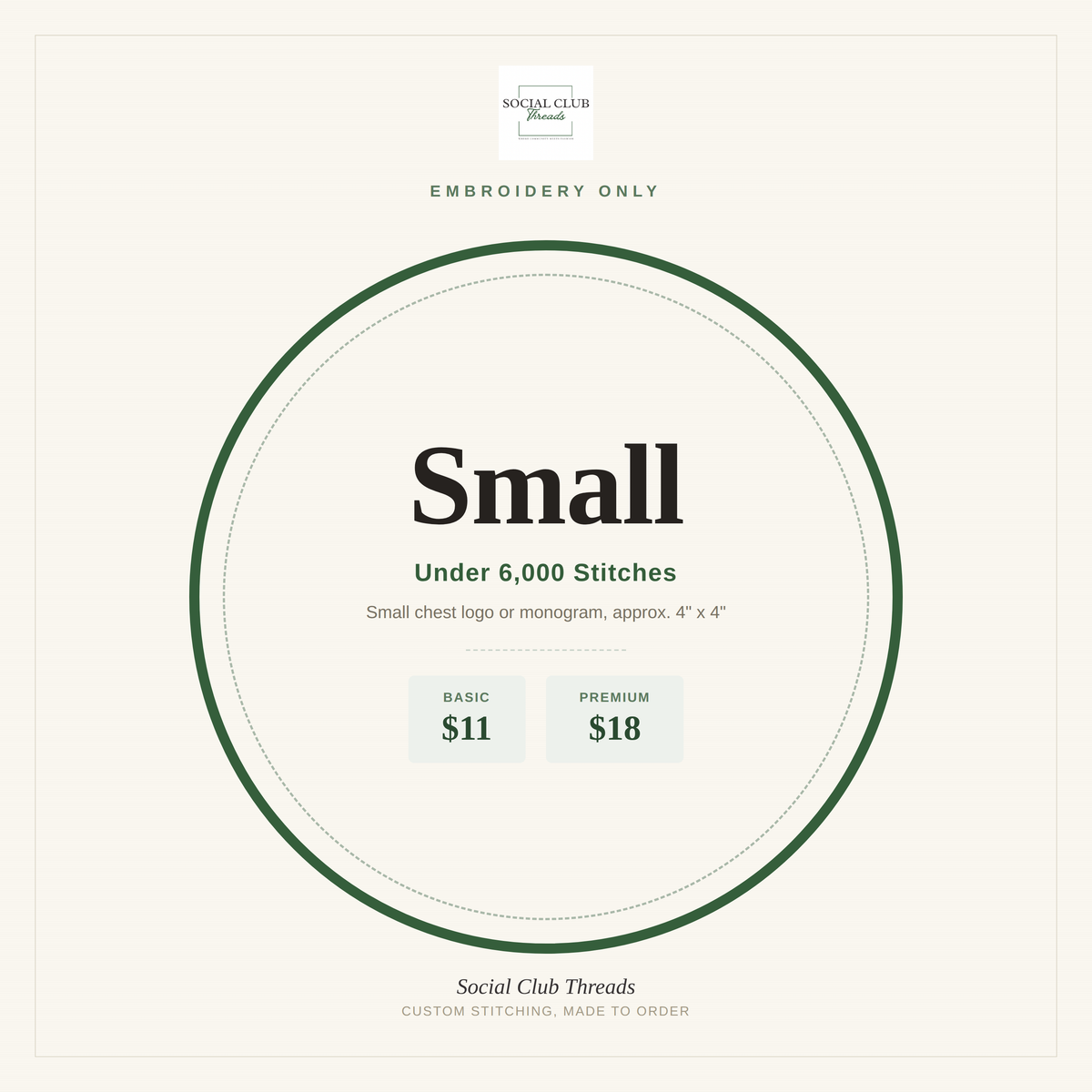 Embroidery Only - Small